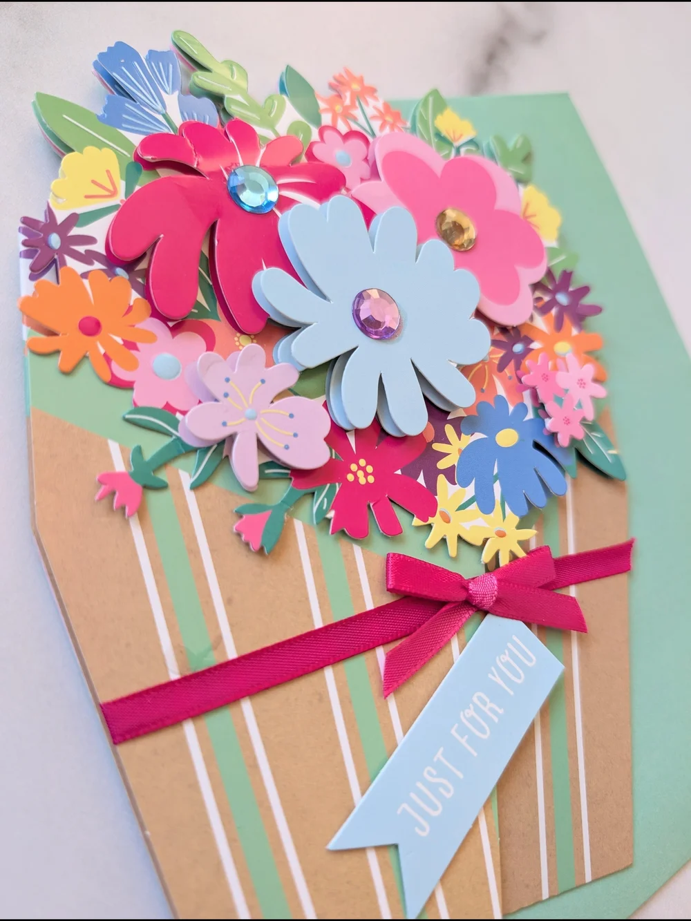 Handmade Pop-Up Bouquet Card — Bright Floral Design
